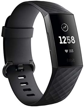 Fitbit Charge 3 Fitness Activity Tracker, Graphite/Black, One Size (S & L Bands Included) (Renewed)