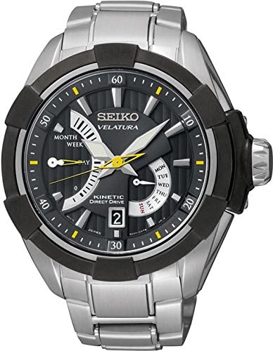 Seiko Velatura Kinetic Black Dial Stainless Steel Mens Watch SRH015