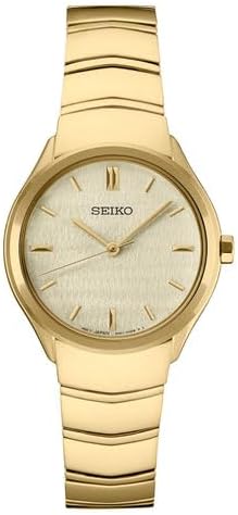 SEIKO SUR552 Women's Analog Quartz Watch - Cream Dial Gold Stainless Steel Band - 50 Meters Water Resistant Depth Quartz Watch