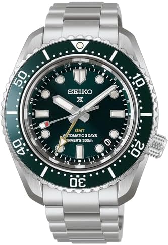 SEIKO HBC001J1 Men's Prospex 1968 Heritage GMT Automatic Dive Watch, Green Dial, Stainless Steel Bracelet, Sapphire Crystal, 300M Water Resistant