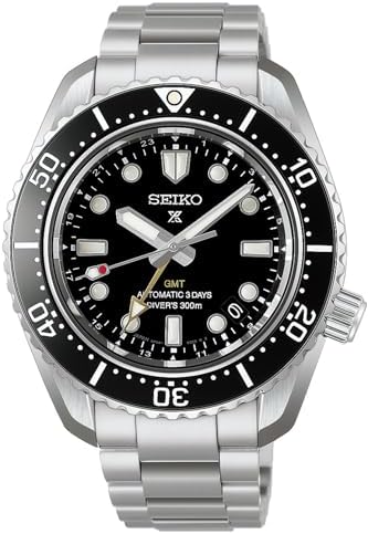 SEIKO HBC002J1 Men's Prospex 1968 Heritage GMT Automatic Dive Watch, Black Dial, Stainless Steel Bracelet, Sapphire Crystal, 300M Water Resistant