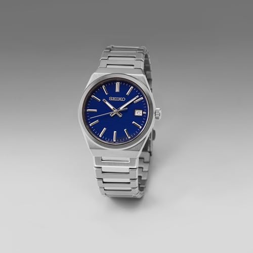 SEIKO Men's Blue Dial Silver Stainless Steel Band Classic Analog Quartz Watch