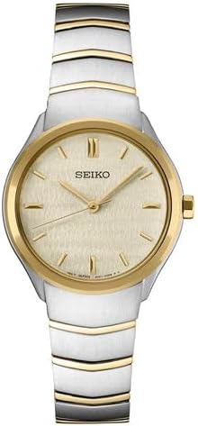 SEIKO SUR550 Women's Analog Quartz Watch - Champagne Dial Two-Tone Stainless Steel Band - Hardlex Crystal Quartz 50 Meters Water Resistant Depth