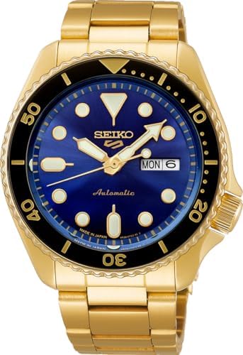 SEIKO SRPK20 5 Sports U.S. Special Creation Automatic Watch - Gold Finish/Blue