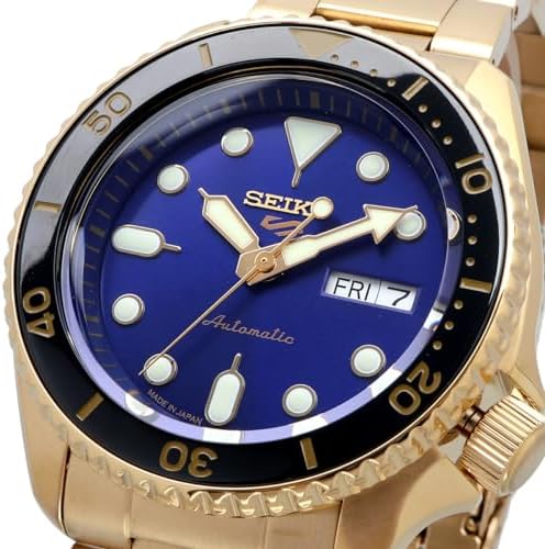 SEIKO SRPK20 5 Sports U.S. Special Creation Automatic Watch - Gold Finish/Blue