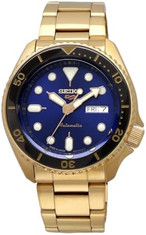 SEIKO SRPK20 5 Sports U.S. Special Creation Automatic Watch - Gold Finish/Blue