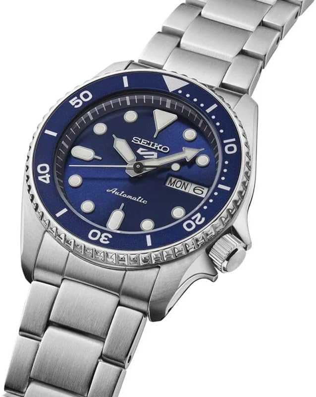 SEIKO SRPL77K1 Men's 5 Sports SKX Street Denim Automatic Watch, Blue Dial, Stainless Steel Bracelet, Hardlex Crystal, 10 Bar Water Resistant