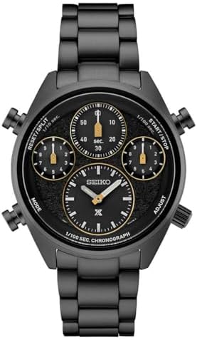 SEIKO Men's Black Dial Stainless Steel Band Prospex Speedtimer Limited Edition Chronograph Solar Quartz Watch