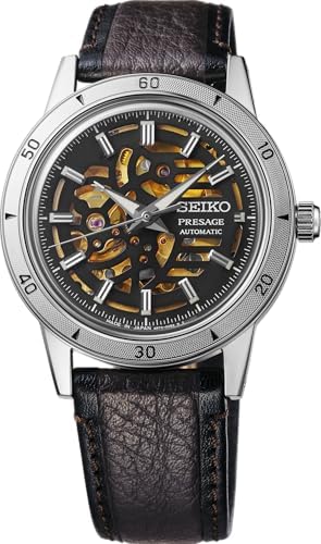 SEIKO SSA461 Watch for Men - Presage Collection - Stainless Steel Case, Leather Strap, Elegant Design, Precision Timekeeping, Gold and Black
