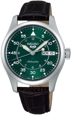 Seiko 5 â€˜Kelly Green Fliegerâ€™ Suit Style SRPJ89K1, Strap, Brown, Strap