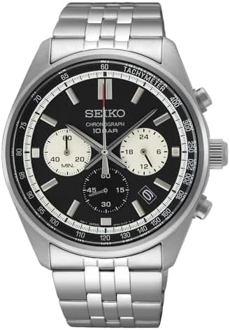 SEIKO SSB429 Men's Essentials - Black Dial Stainless Steel Band 100 Meters Water Resistant