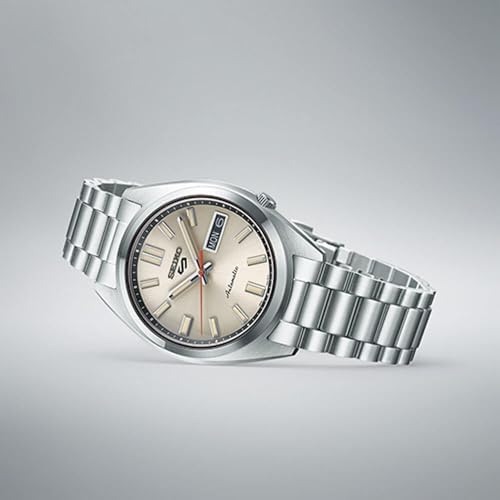 SEIKO SRPK91 Automatic Watch for Men Stainless Steel Case Durable Strap Water Resistant Analog Display, Ivory - One Size
