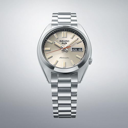 SEIKO SRPK91 Automatic Watch for Men Stainless Steel Case Durable Strap Water Resistant Analog Display, Ivory - One Size