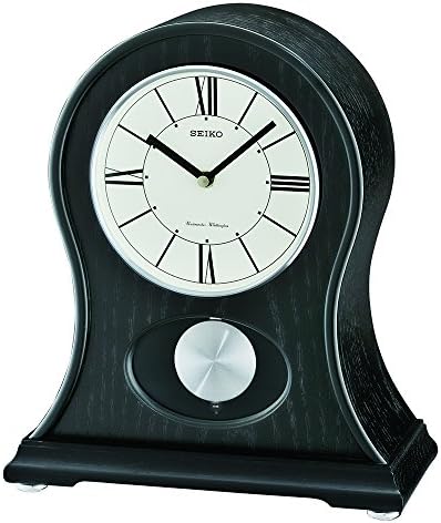 SEIKO QXQ027KLH Oak Westminster/Whittington Chime Mantel Clock, Black, 12.25 x 8.5 x 4.25 Inches