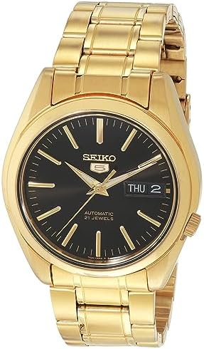 SEIKO 5 Sports Mechanical Gold Tone Case with Black Dial