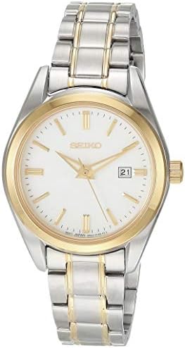 Seiko SUR636 Watch for Women - Analog, Two-Tone Stainless Steel Case and Bracelet, Mother-of-Pearl Dial, Date Calendar, Water-Resistant to 100m
