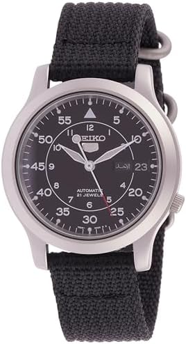 SEIKO Men's 5 Automatic Round Watch Dial Color: Black