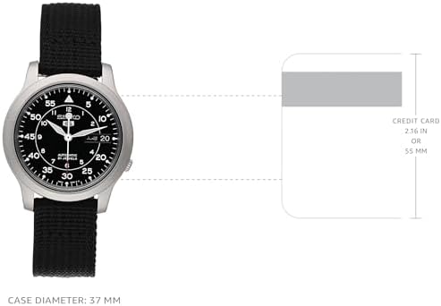 SEIKO Men's 5 Automatic Round Watch Dial Color: Black