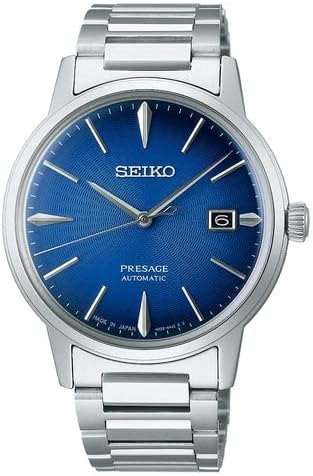 SEIKO SRPJ13 Automatic Watch for Men - Presage Collection - Vivid Blue Dial with Date Calendar, Stainless Steel - Water-Resistant 50M
