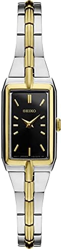 SEIKO Jewelry-Inspired Stainless Steel Watches for Women | Push 3-Fold Bracelet and Scratch-Resistant Hardlex Crystal, 30m Water-Resistant, Minimalist Rectangular Dial