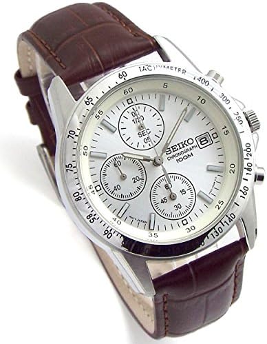 Seiko Chronograph Watch Genuine Leather Belt Set Domestic Seiko Regular distribution goods White dyi-puburaun snd363p1 – DB [parallel import goods]
