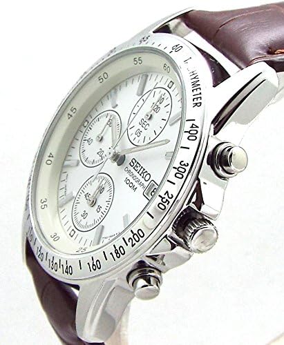 Seiko Chronograph Watch Genuine Leather Belt Set Domestic Seiko Regular distribution goods White dyi-puburaun snd363p1 – DB [parallel import goods]