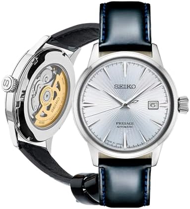 SEIKO Presage Cocktail Time Automatic Watch for Men | Patterned & Gradated Dial, Golden Numerals and Date Calendar, 50m Water-Resistant, 41-Hour Power Reserve