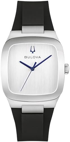 Bulova Millennia Latin Grammy Special Edition Silver Dial Black Rubber Strap Watch 35mm - 96A335