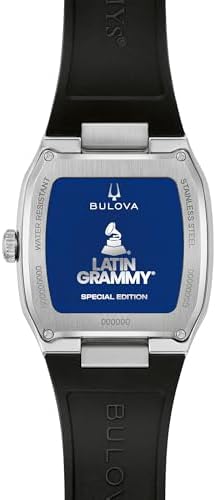 Bulova Millennia Latin Grammy Special Edition Silver Dial Black Rubber Strap Watch 35mm - 96A335