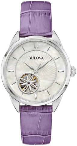 Bulova Sutton Automatic Floral Open Heart Dial Ladies Watch 96L339