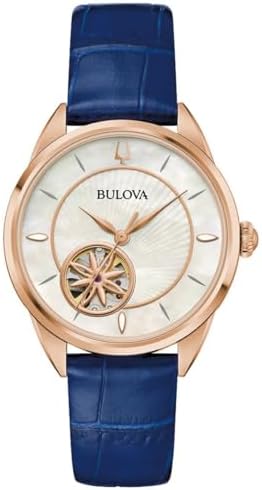 Bulova Sutton Classic Mother-of-Pearl Dial Blue Leather Strap Watch 34mm - 97L180