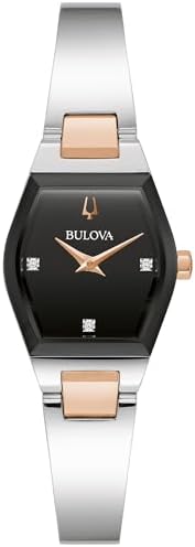 Bulova Modern Gemini Diamond Black Dial and Two-Tone Bangle Watch 22.5mm - 98P216