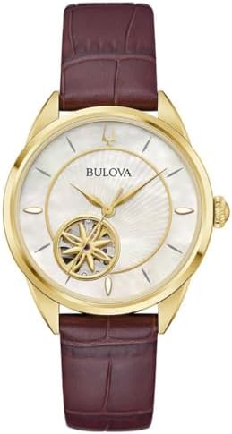 Bulova Sutton Classic Mother-of Pearl Dial Leather Strap Watch 34mm - 97L179