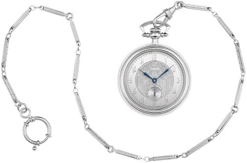 Bulova Archive Series Limited-Edition Silver-Tone Dial Stainless Steel Chain Pocket Watch 45mm - 96A325