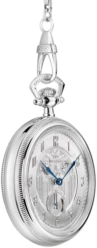 Bulova Archive Series Limited-Edition Silver-Tone Dial Stainless Steel Chain Pocket Watch 45mm - 96A325