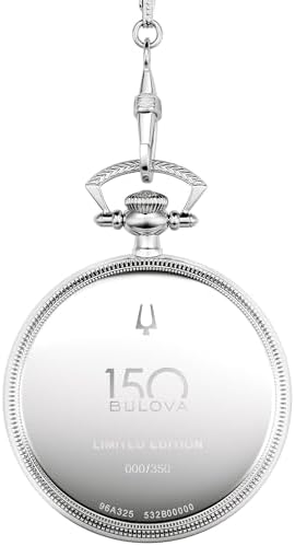 Bulova Archive Series Limited-Edition Silver-Tone Dial Stainless Steel Chain Pocket Watch 45mm - 96A325