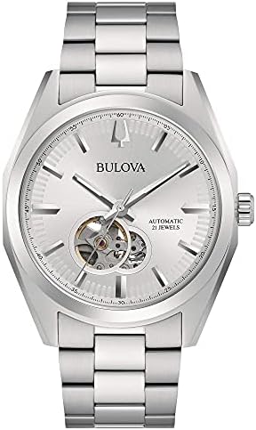Bulova Men's Digital Automatic Watch with Stainless Steel Strap 96A274, Silver White, Classic-Minimalist