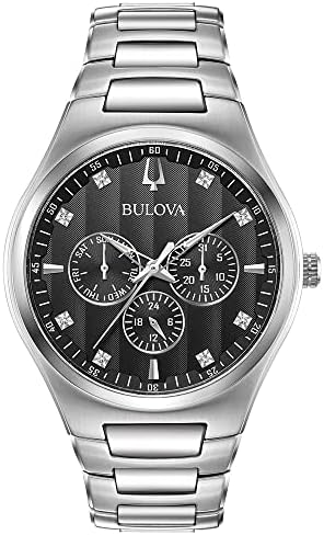 Bulova Classic Stainless Steel Multi-Function Diamond Accent Mens Watch