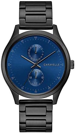 Caravelle by Bulova Men's min/ Max Quartz Black Ion Plated Stainless Steel 24 Hour Subdial Watch, Deep Blue Dial Style: 45C116