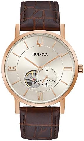 Bulova Men's Classic Dress 3-Hand 21- Jewel Automatic Watch, 42 Hour Reserve, Hack Feature, Sub-Second Hand, Open Aperture Dial, Exhibition Case Back, 42mm