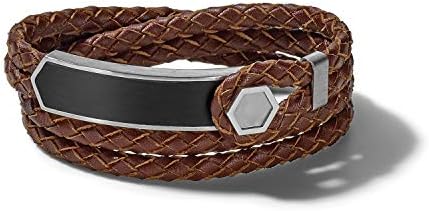 Men's Precisionist Double Wrap Braided Leather Strap Bracelet