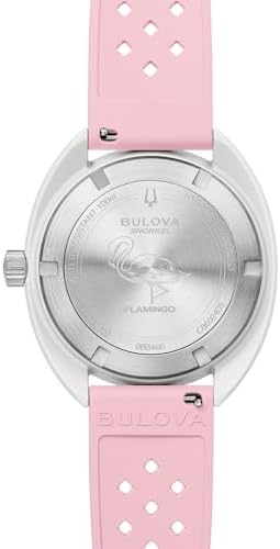 Bulova Oceanographer Snorkel Amazon Exclusive Ceramic Case and White Perforated Rubber Strap Watch, Day Date 100M WR
