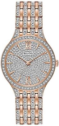 Bulova Ladies' Crystal Phantom Rose Gold Tone Stainless Steel 2-Hand Quartz Watc...