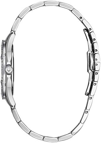 Bulova Ladies' Classic Stainless Steel 3-Hand Quartz Watch, Diamond Dial and Bezel with White Mother-of-Pearl Dial Style: 96R233