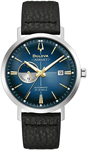 Bulova Men's Vintage Aerojet 4-Hand Automatic Watch, Open Aperture, Hack Feature, 24 Hour Time, Calendar Date, Double Curved Mineral Crystal, Luminous Hands, 41mm