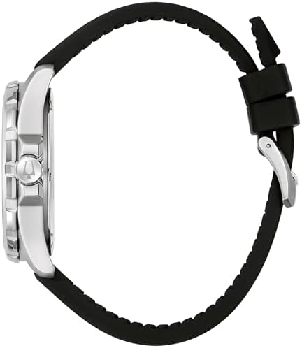 Bulova Men's Marine Star Quartz Silver Stainless Steel Watch, Leather and Silicone Strap, 100M Water Resistant, 43mm