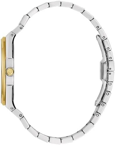 Bulova Mens Dress Classic Quartz Two Tone Stainless Steel Watch, Patterned Dial, 39mm