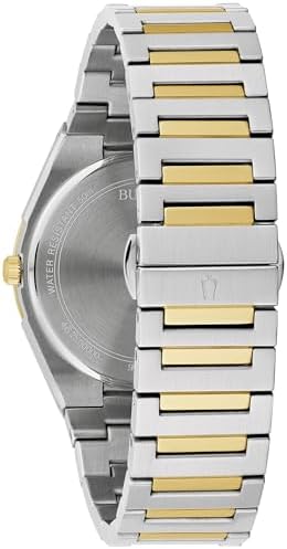 Bulova Mens Dress Classic Quartz Two Tone Stainless Steel Watch, Patterned Dial, 39mm