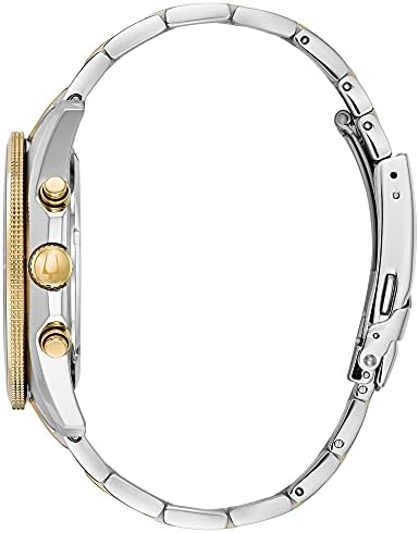 Bulova Men's Marine Star Chronograph Quartz Two Tone Gold Stainless Steel Watch, Blue, Calendar, Luminous, 43mm Style: 98B230