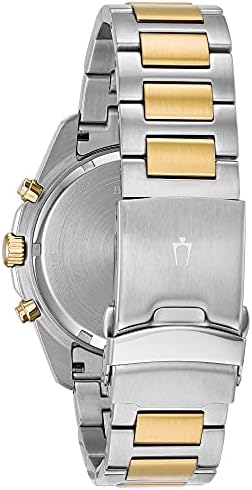 Bulova Men's Marine Star Chronograph Quartz Two Tone Gold Stainless Steel Watch, Blue, Calendar, Luminous, 43mm Style: 98B230
